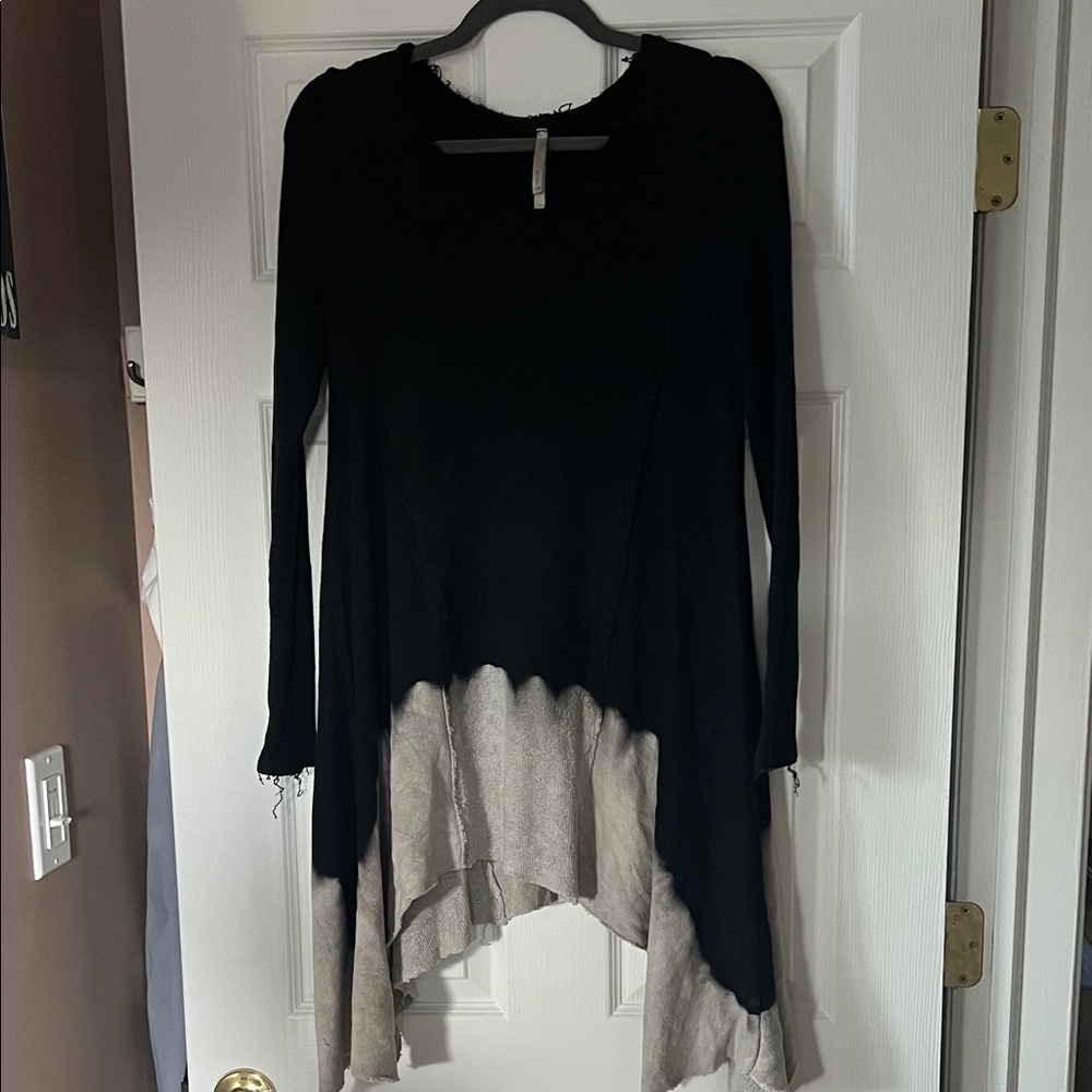 Mono B Black and Cream Asymmetrical Dress